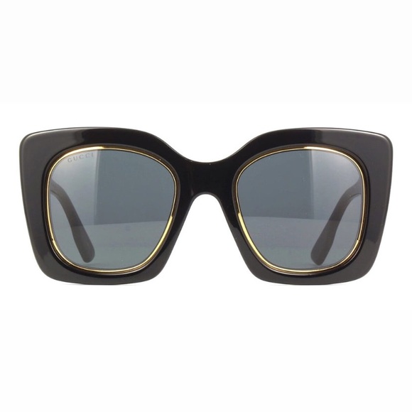 NEW AUTHENTIC GUCCI BLACK GREY SUNGLASSES GUCCI BUTTERFLY WOMEN EYEWEAR - Picture 2 of 5